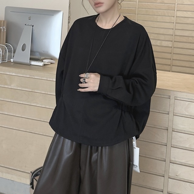 Gathered waist loose pullover【3color】 C1619