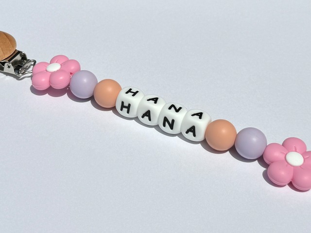 名前入り　ベビークリップ　パステルフラワー