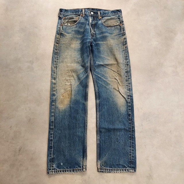 リーバイス505 Levis W34 ブルーデニム 青 ヒゲ 古着 17210