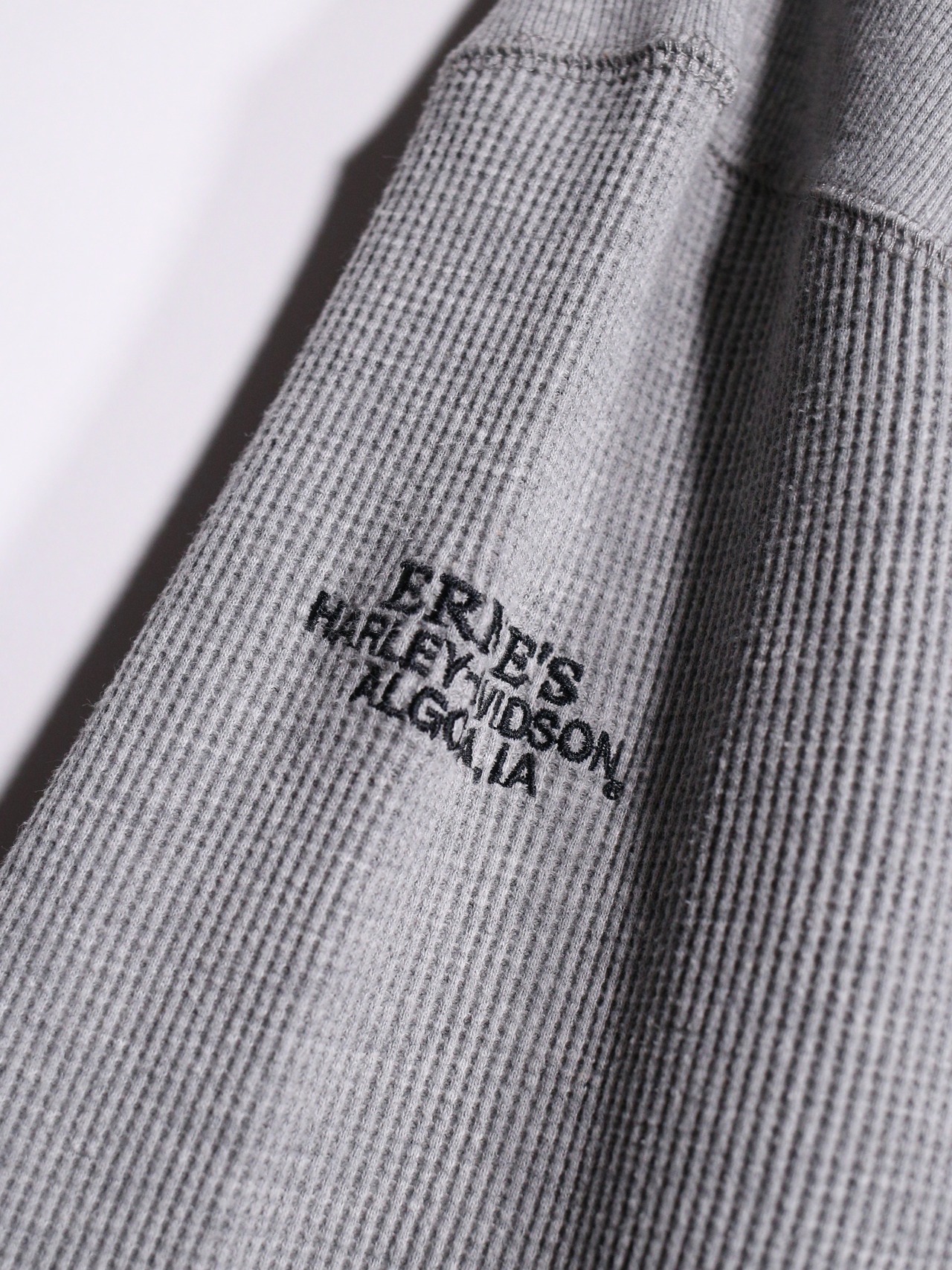 “HARLEY-DAVIDSON”  刺繍 logo waffle long sleeve gray - 12