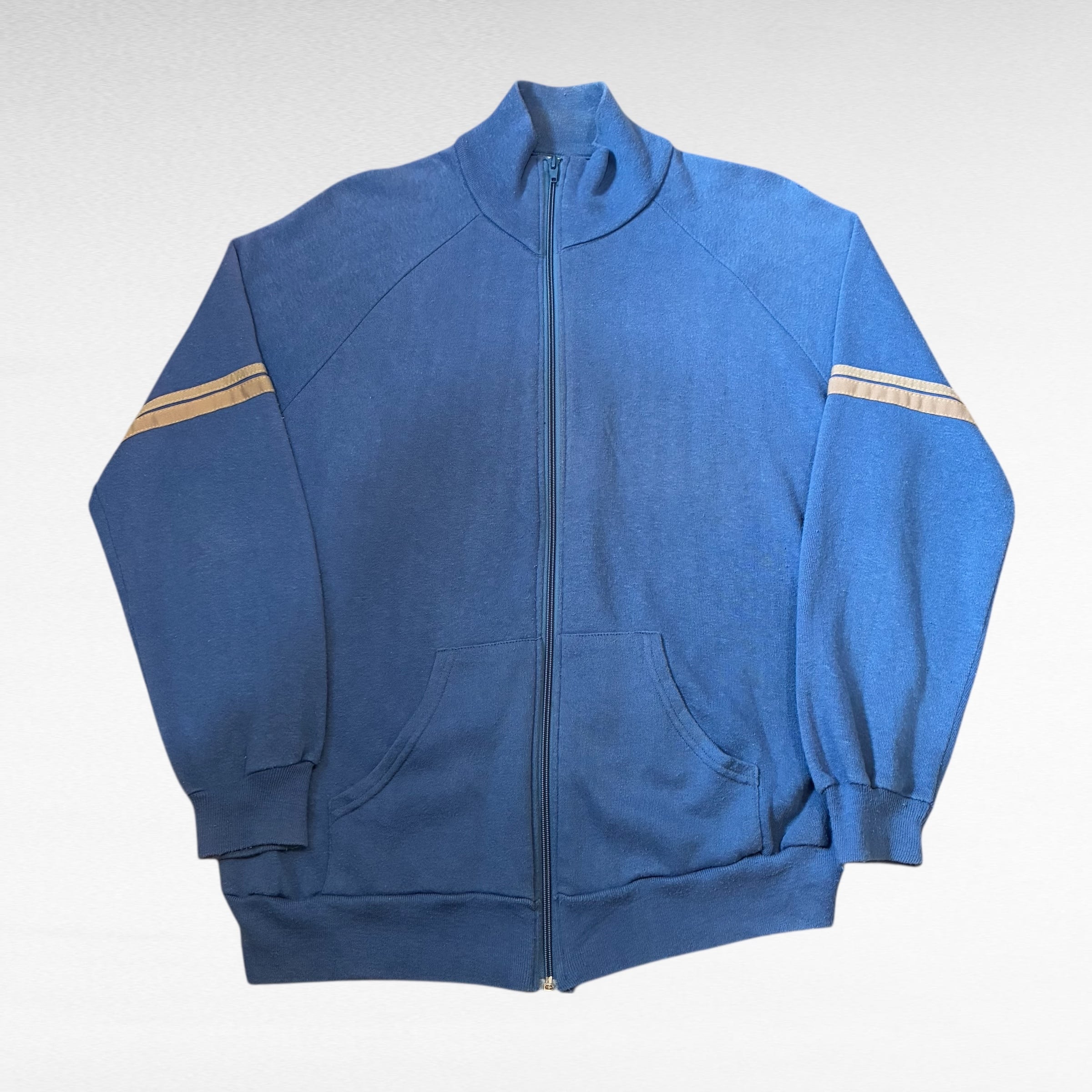 80s TULTEX アクリルトラックジャケット 3ライン VINTAGE XL TULTEX◇60～70s⁄USA製⁄裏サーマル⁄ジップパーカー⁄M⁄コットン⁄GRN