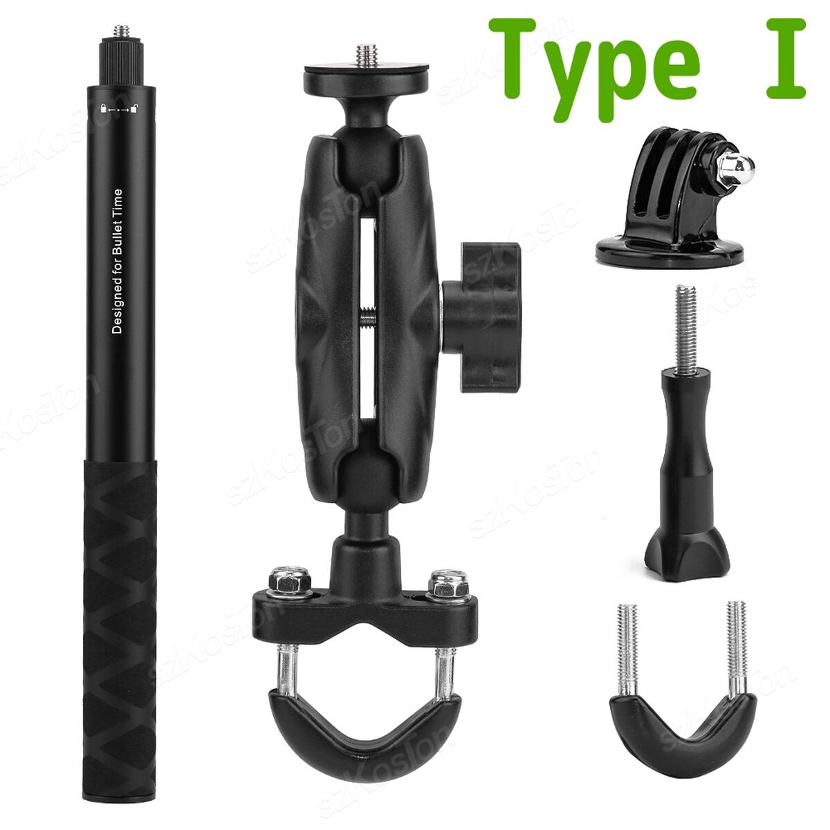 自撮り棒 クランプ + ロッド 1.1m バイク 自転車 セルフィー Insta360