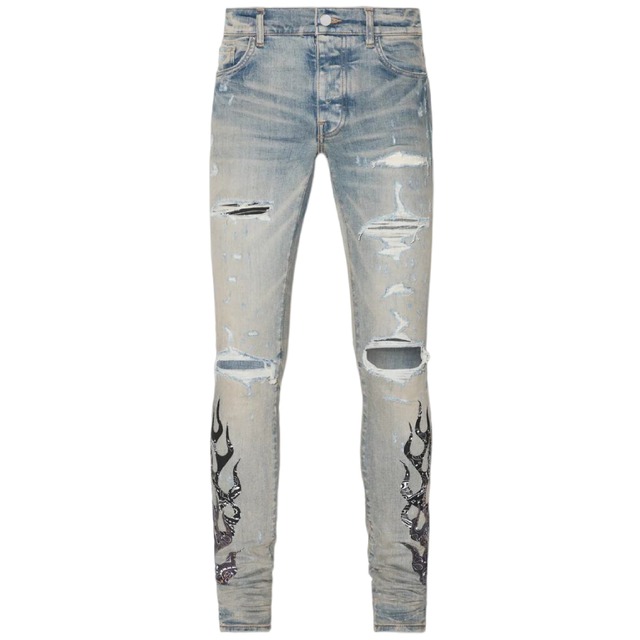 AMIRI  BANDANA FLAME JEAN  INDIGO