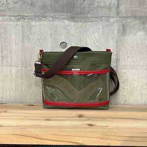 【PVC-vr.】-＊ Bi Color Shoulder ＊-  <オリーブ×濃赤>