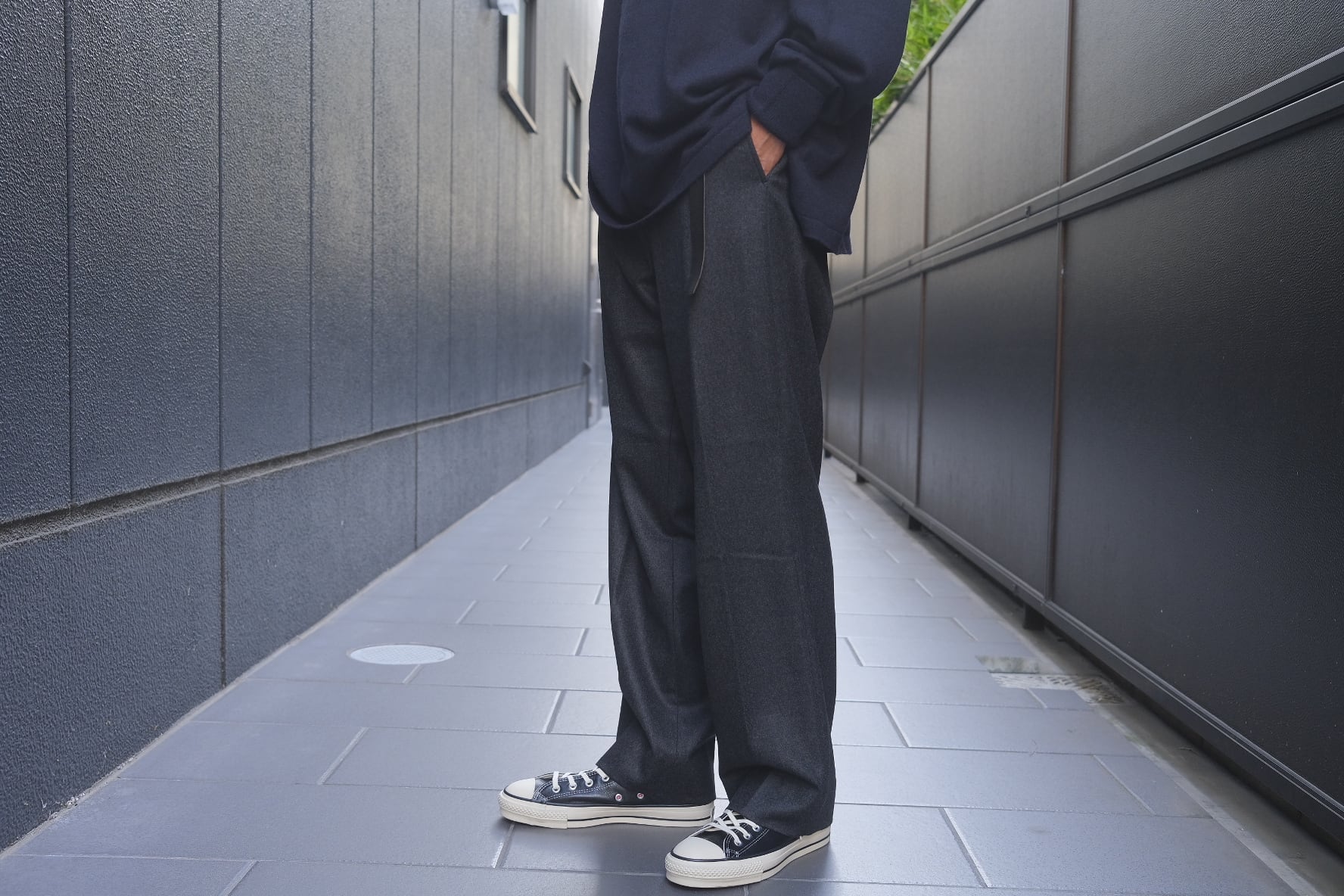 COMOLI(コモリ) / ウールフラノパンツ-CHARCOAL-(C03-03008) | Signs