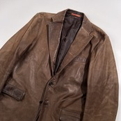 激渋 TETE HOMME テットオム レザー 2B テーラード ジャケット サイズ L /ブラウン系 牛革 本革