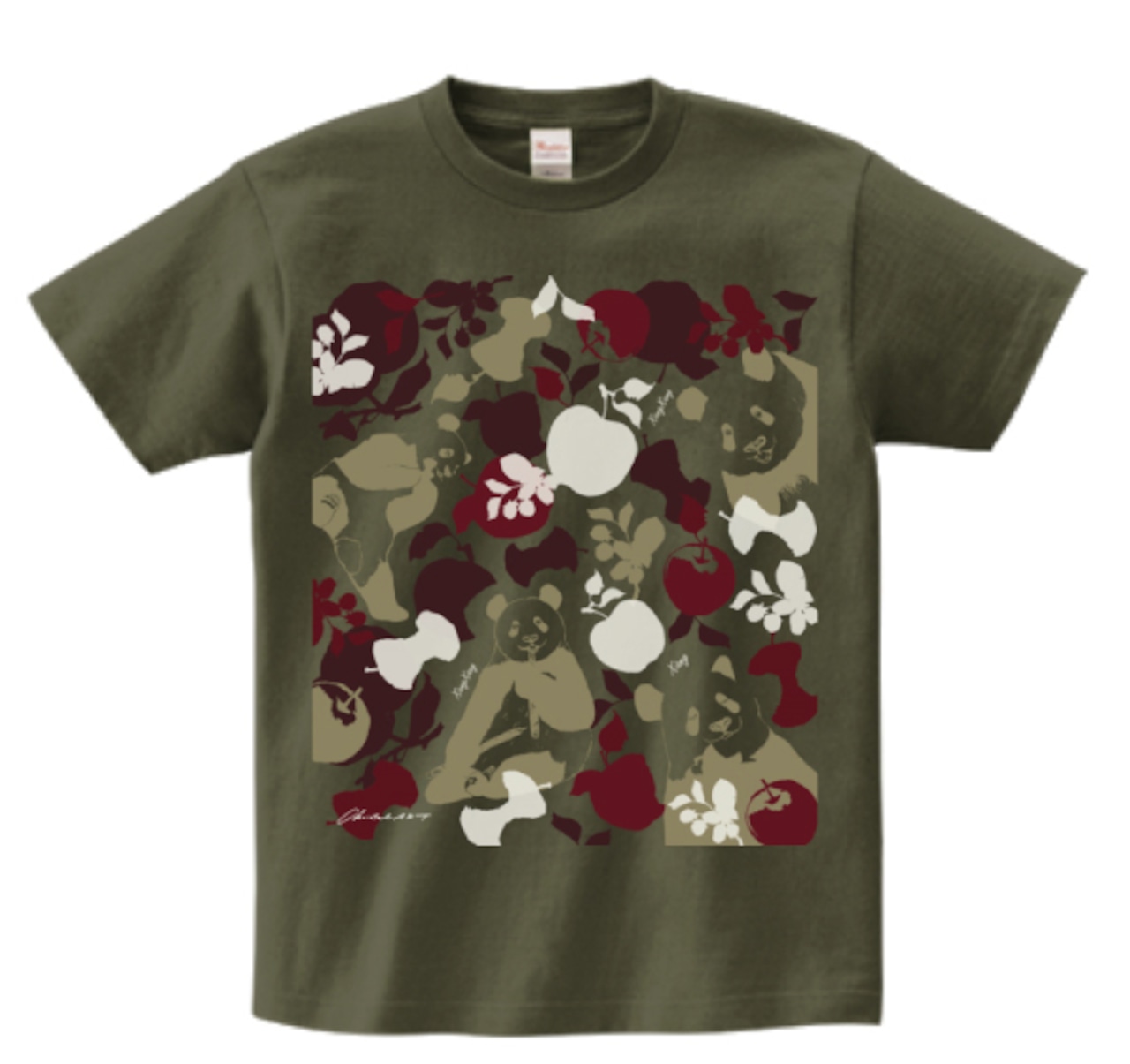 ◆受注生産◆2025AW◆「リンゴシルエットシャン柄」Tシャツ