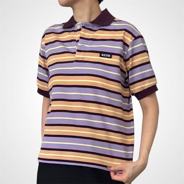 scyebasics  Striped Cotton Piquet Polo Shirt