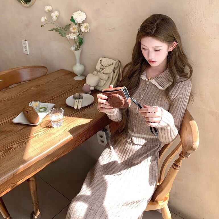 Myurina ニットロングスカートセットアップ 韓国 2点セット ポロシャツ