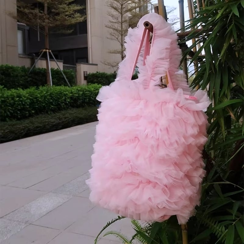 全4色/Volume tulle ruffle tote bag M785 | Mbeaute