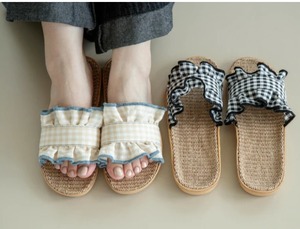 チェックフリル／スリッパM [サイズ: M]