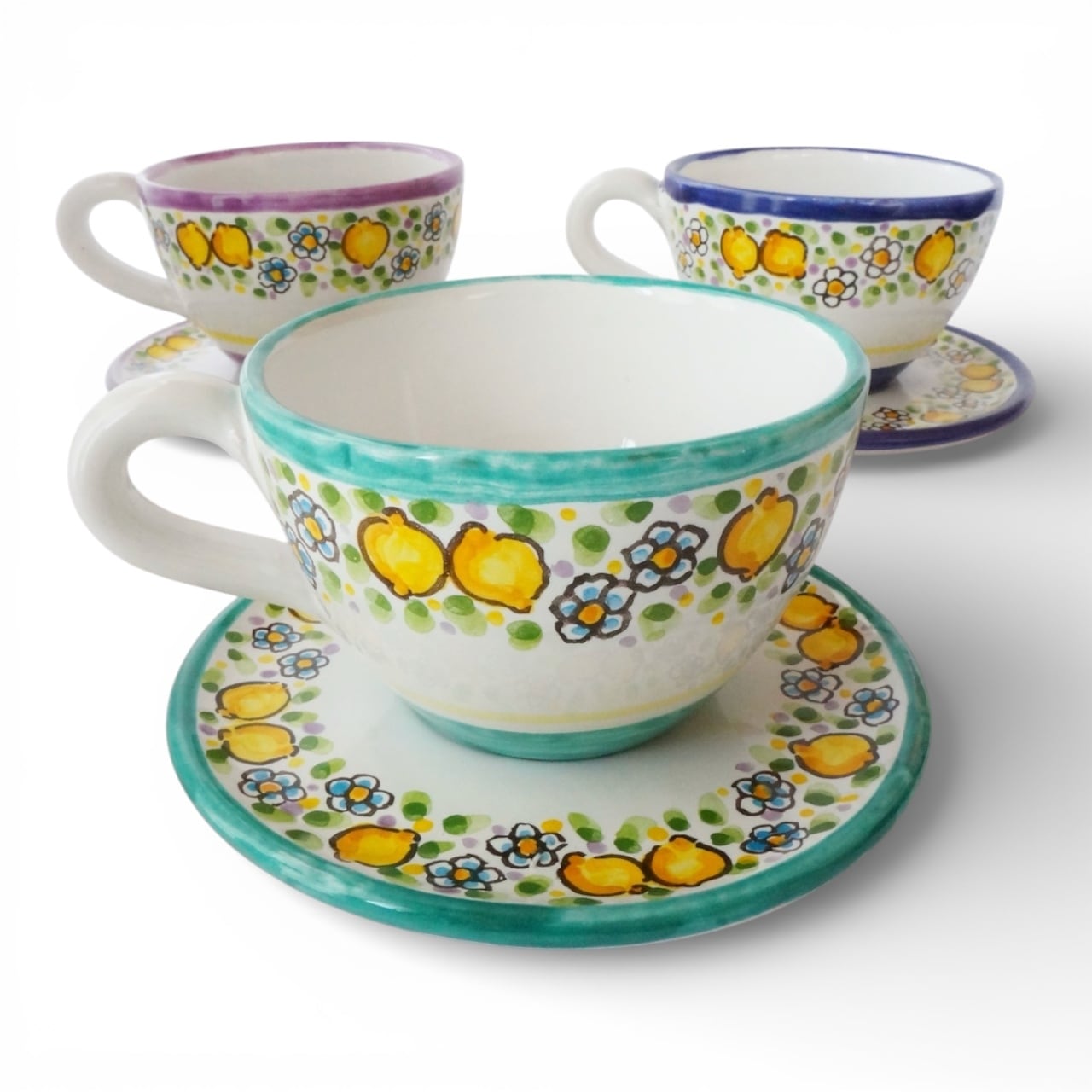 カップ＆ソーサー TAZ027 マヨリカ焼き イタリア陶器 レモン柄 ティー