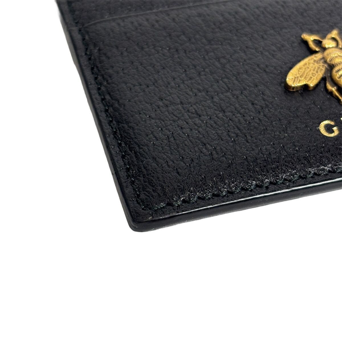 グッチ カードケース アニマリエ ビー レザー ブラック GUCCI 蜂