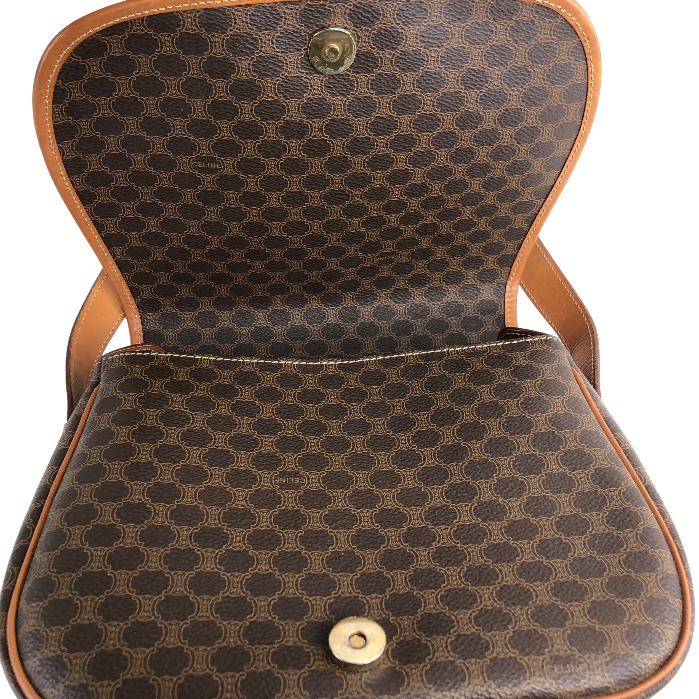 CELINE セリーヌ マカダム ショルダーバッグ ブラウン ブラゾン型押し