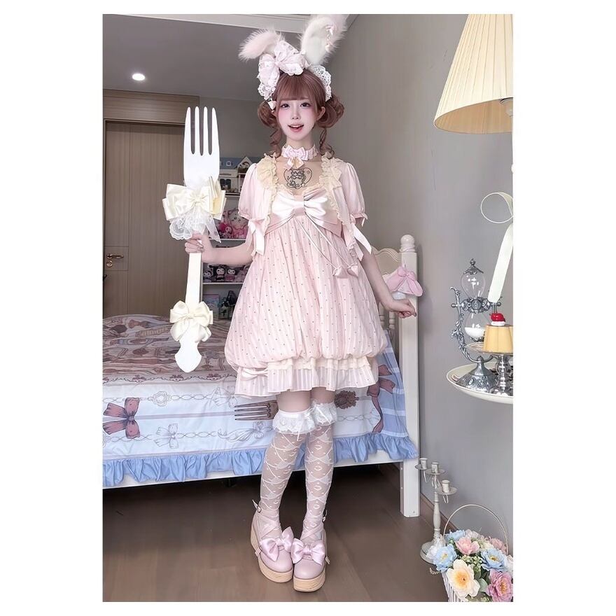 ロリータファッション ゆめかわいい パステル半袖カーディガン風