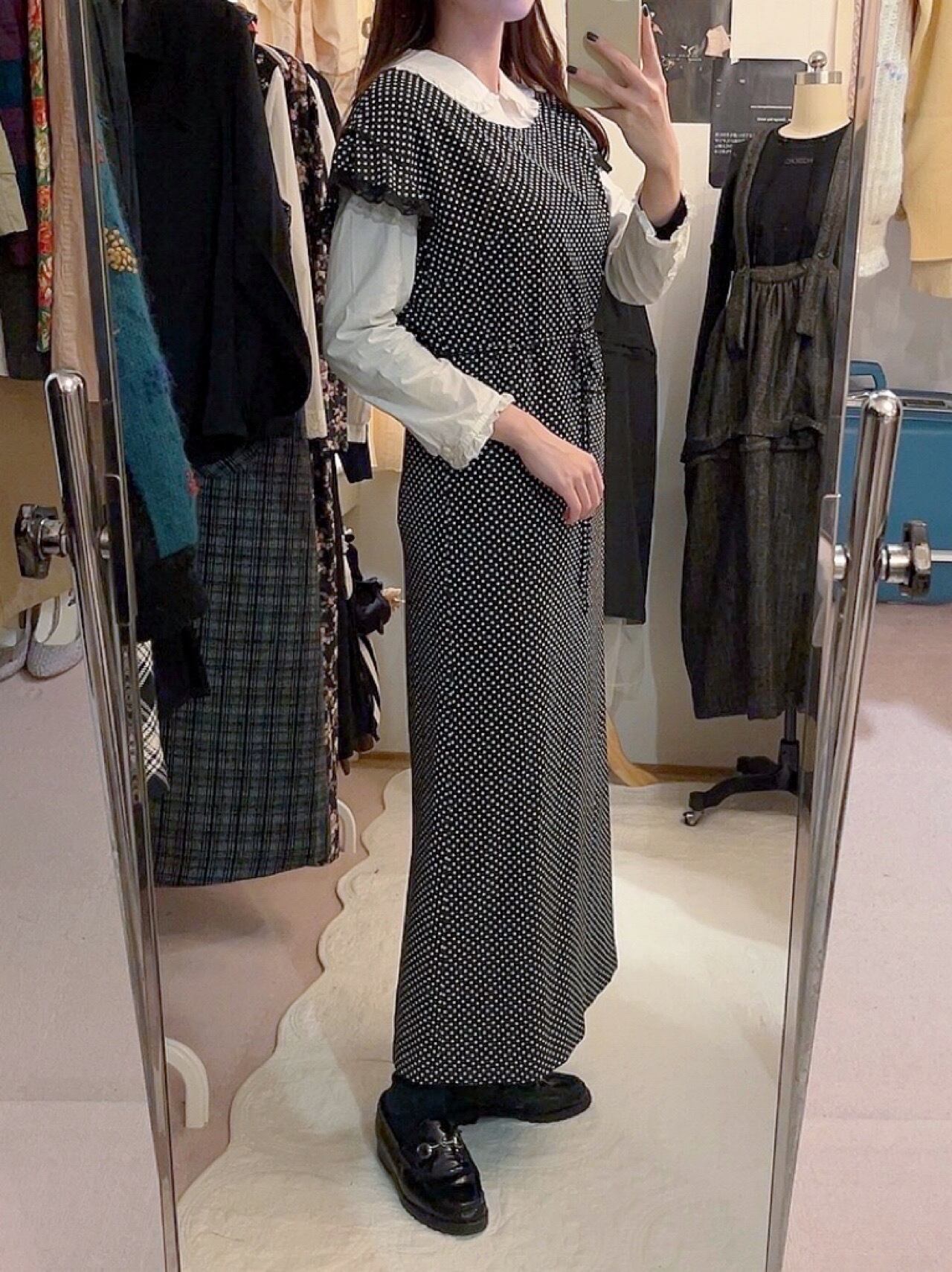 KETTY / dot lace sleeve less one-piece