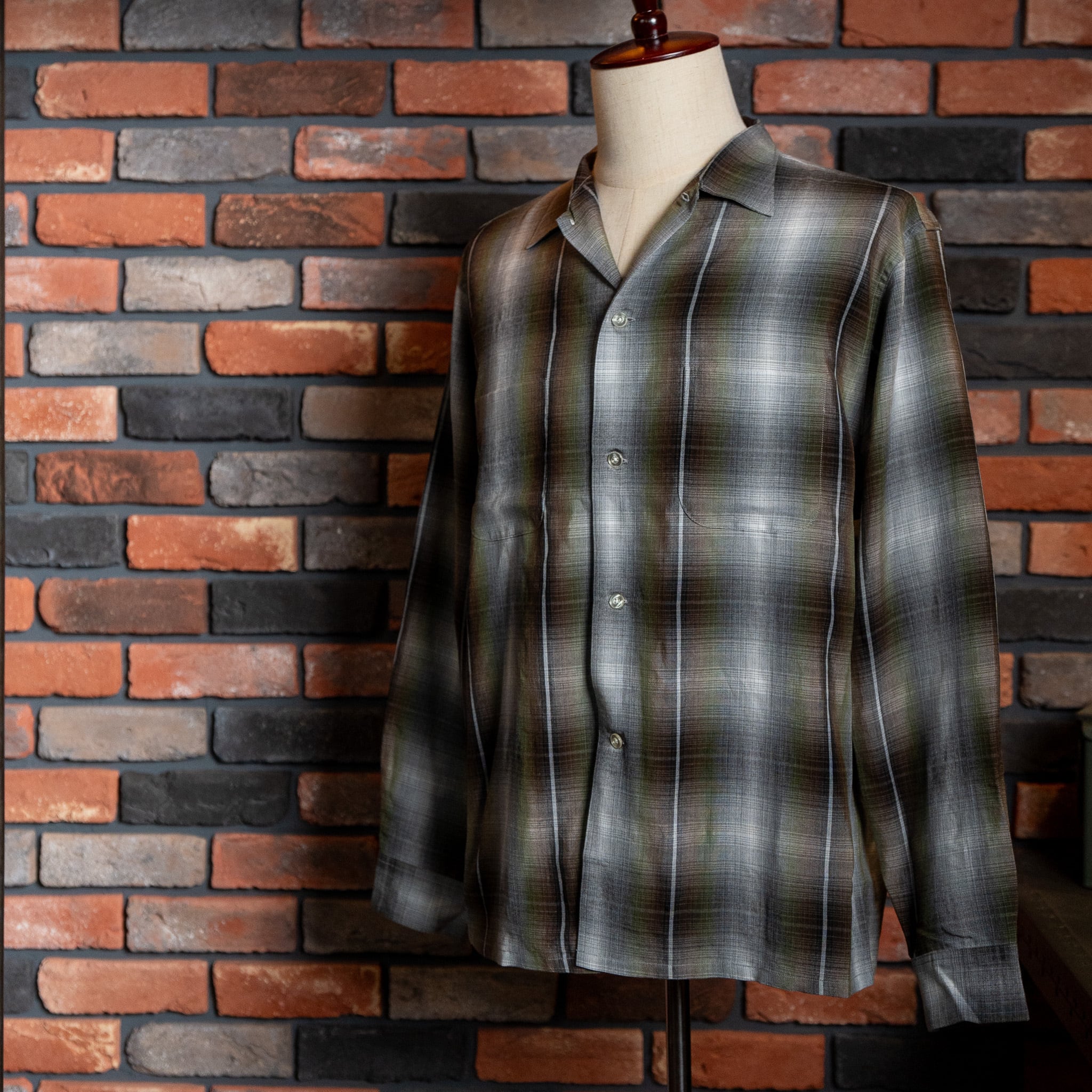 【TOWN CRAFT】 "GREEN OMBRE" 60s Open Collar Shirt Made In Japan 新品 タウンクラフト オンブレシャツ プレミアム グリーン 緑 日本製