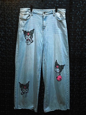 【ÆIEM】"Kuromi-chan"paint custom denim pants