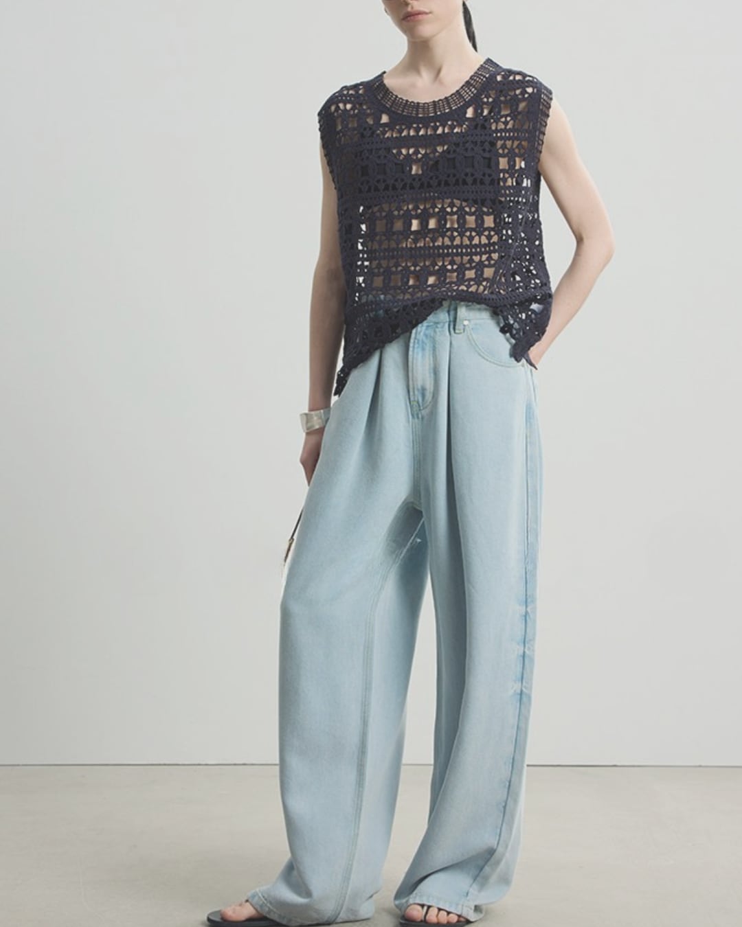 Crochet lace knit tank top
