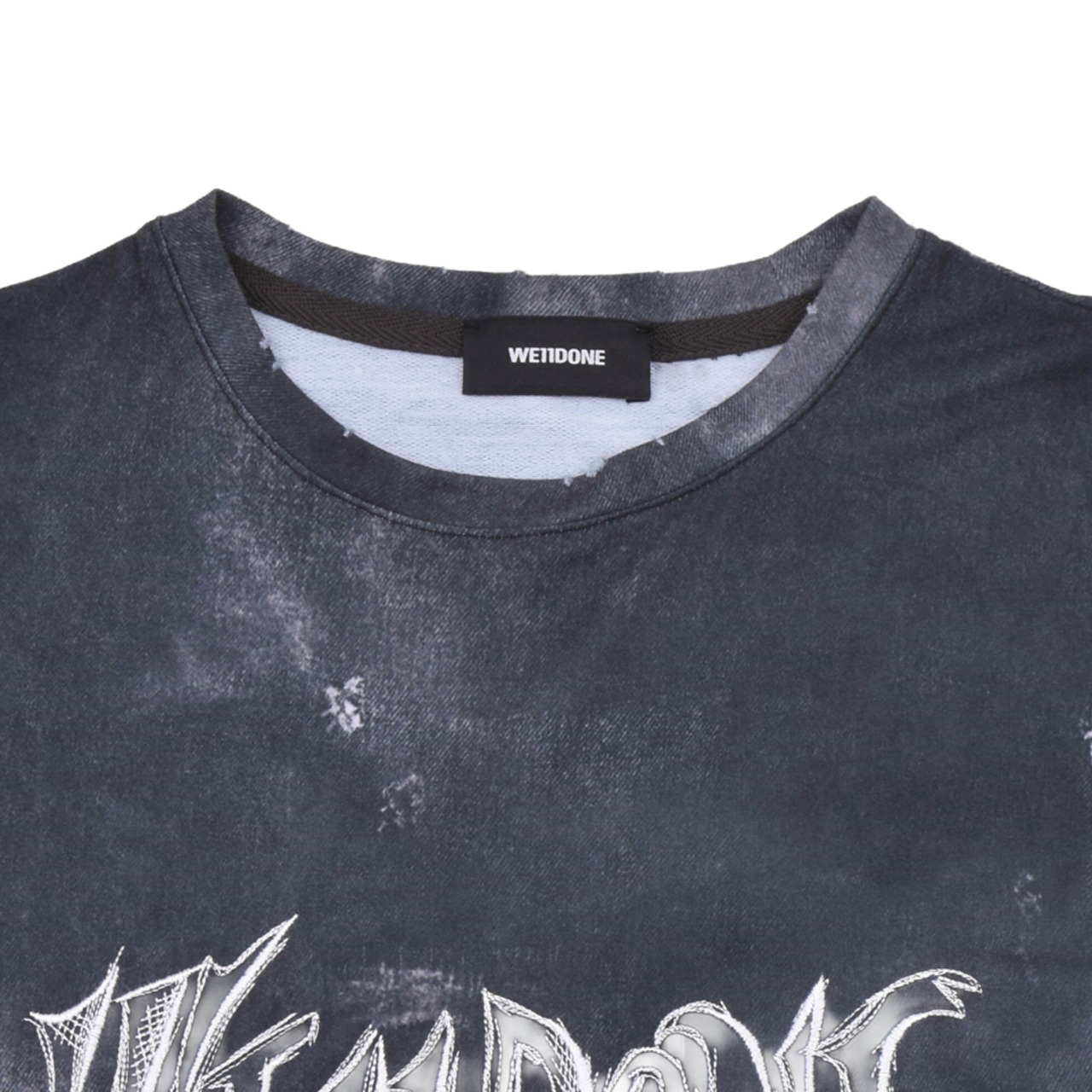 【WE11DONE】BLACK TROMPE L'OEIL DENIM PRINTED T-SHIR - 3