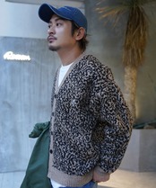 【#Re:room】LEOPARD JACQUARD BIG CARDIGAN［REK133］