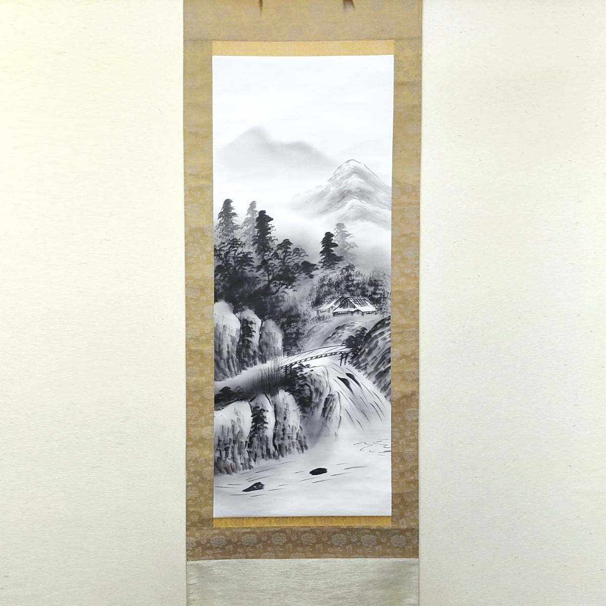 一貫・山水画・水墨画・掛軸・No.230426-04・梱包サイズ80