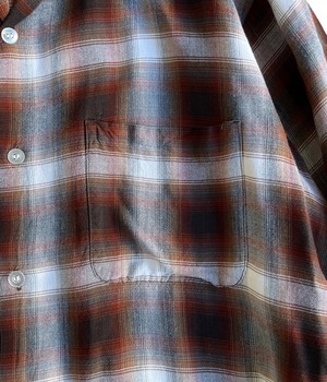 Vintage 60s Towncraft open collar ombre rayon check shirt