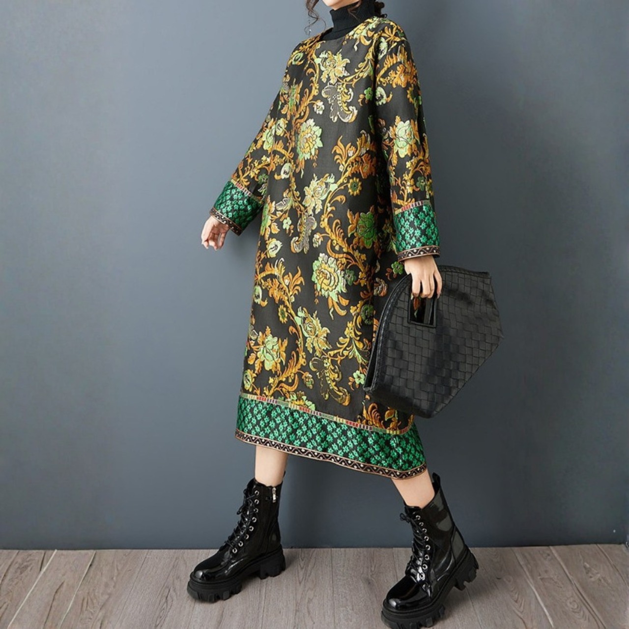 オリエンタル プリント柄 ワンピース  00361