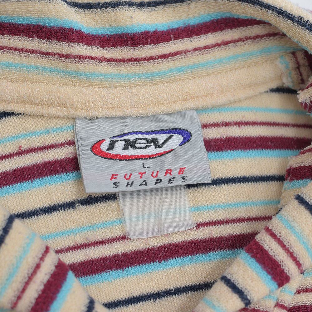 90s nev マルチカラー パイル ボーダー ポロシャツ サーフブランド