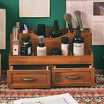 メイクアップ収納棚 木製 引き出し付き ブラシ入れ 大容量 メイク収納 小物収納 デスク収納 おしゃれ 北欧