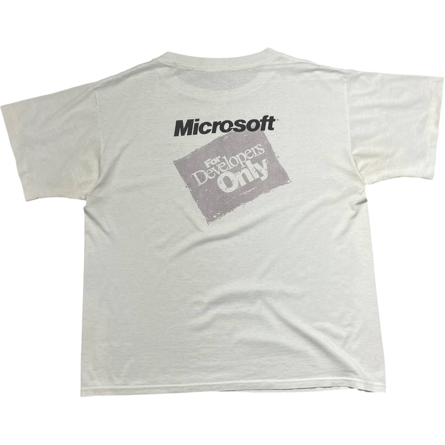 《XL》GLOBAL BASICS グローバル・ベーシックス Tシャツ 袖シングル 両面プリント マイクロソフト 90年代 vintage ホワイト no.10414