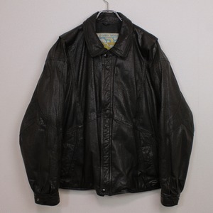 【Caka act2】Vintage Zip Up Black Leather Jacket