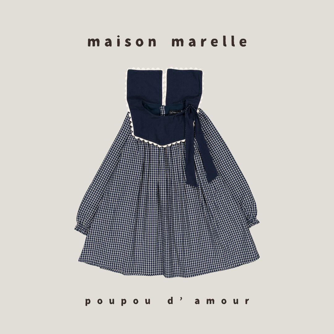 6Y〜12Y送料無料 【予約】maison marelle|dress ELYSEE- pink gingham / (11月上旬以降入荷予定)