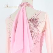 社交ダンス 衣装 スタンダードドレス ワンピース ドレス スタンダード ピンク クリエイトサン Create-Sun デモ 競技 ダンス パーティ 発表会 フロート レース ピンク系 可愛い コスチューム 発表会衣装 競技会 おしゃれ