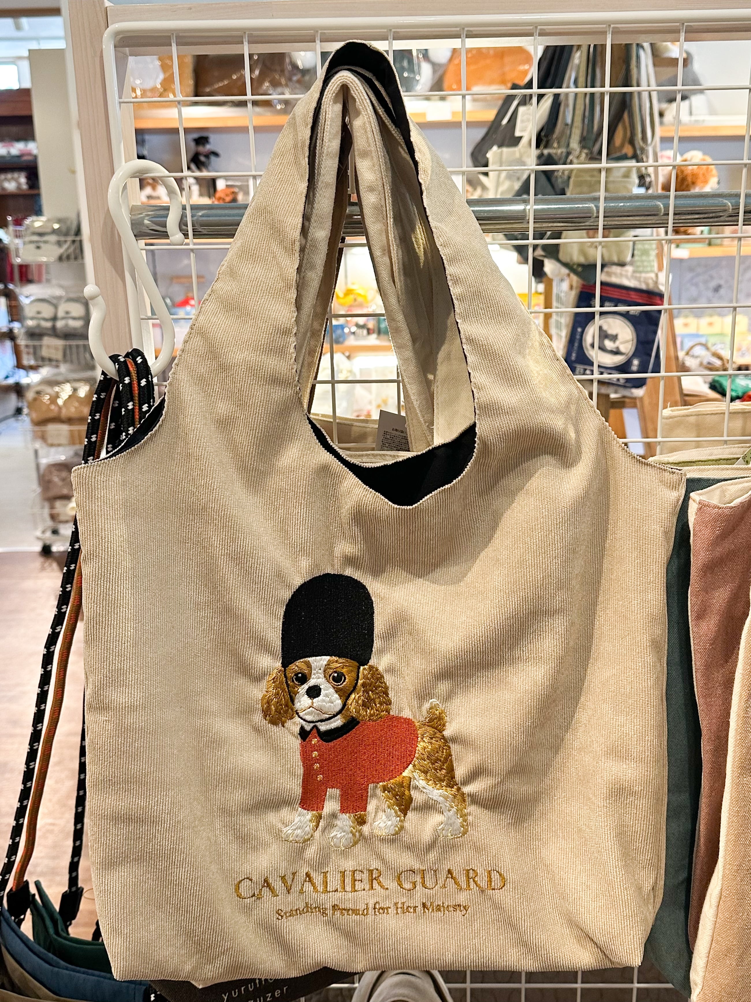 英国ロイヤルキャバリア刺繍コーデュロイトート ベージュ