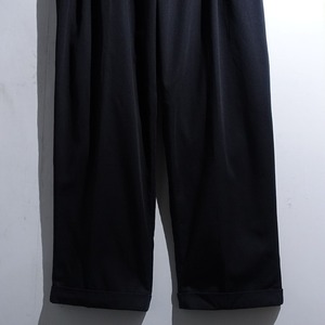 Black Three-Tuck Wide Straight Double Slacks