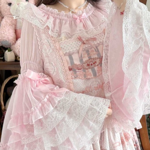 ゆめかわ♡全４カラー　姫袖シフォンブラウス　tops33★