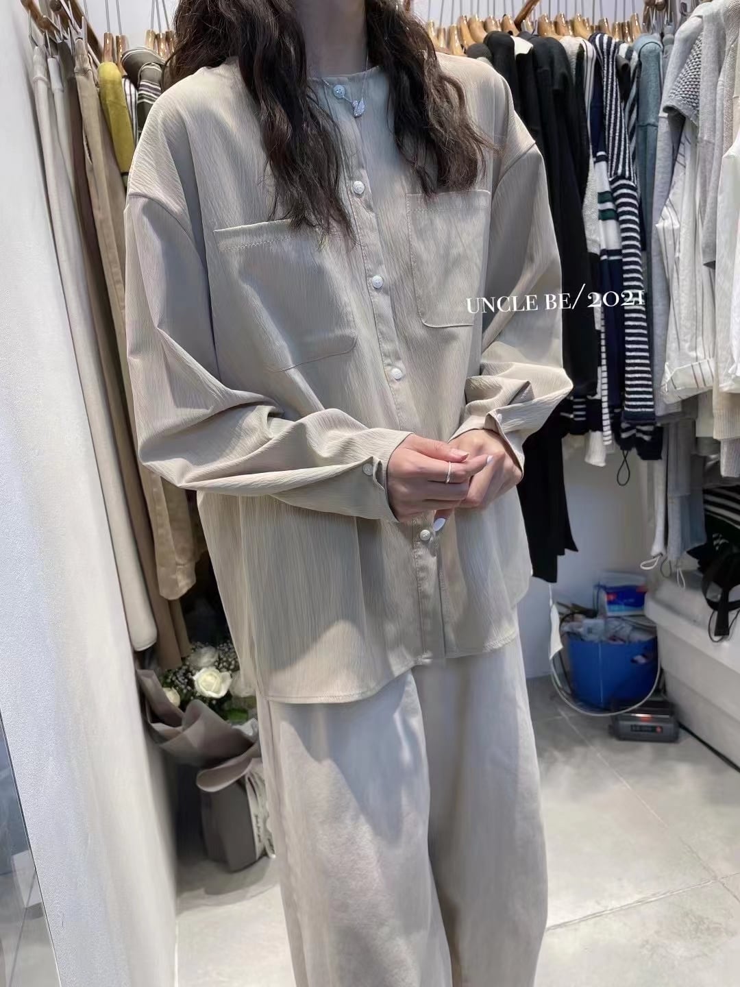 ノーカラーブラウス　AJ2205-756