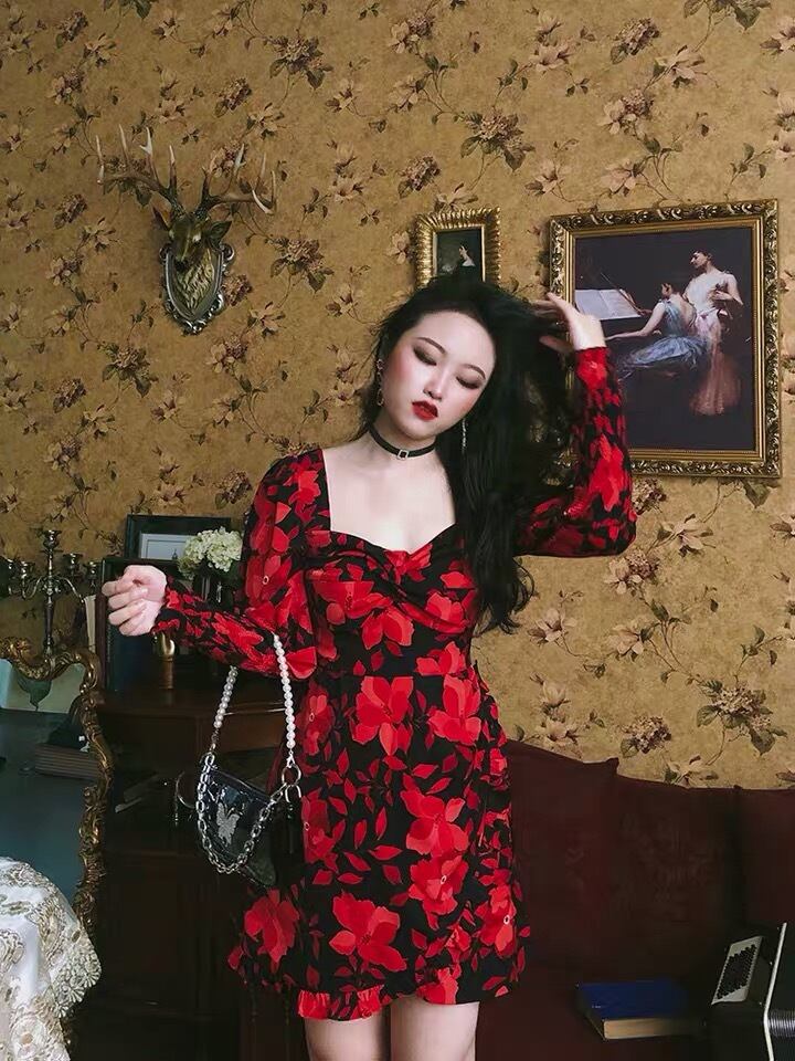フラワー 花 ワンピース 赤 レッド 花柄 | LOVEYsmileSHOP