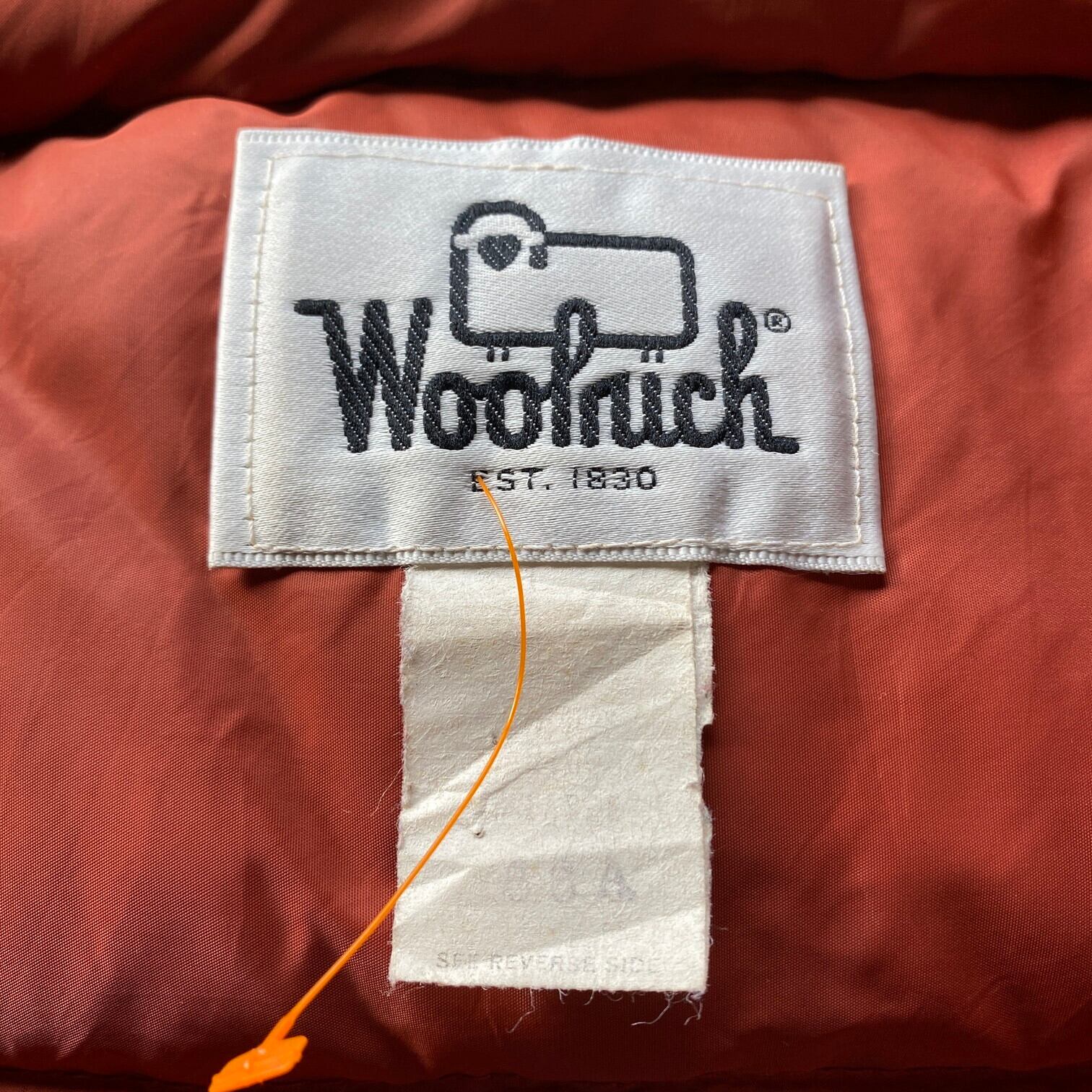 年代 白タグ WOOLRICH ウールリッチ ダウンベスト アウトドアベスト メンズL 古着 s ヴィンテージ ビンテージ  レンガ色アウトドアジャケット   cave 古着屋公式古着通販サイト