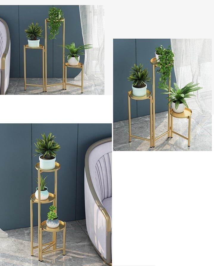 北欧風の折りたたみ式植木鉢ラック おしゃれ かわいい 園芸ラック 花台