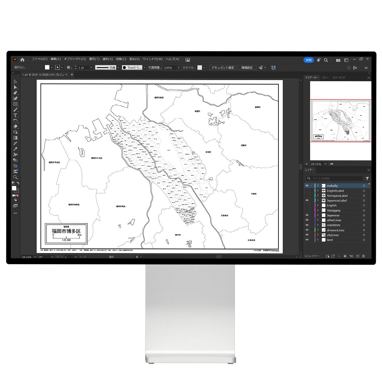 東京都武蔵野市の白地図データ | 白地図専門店PRO
