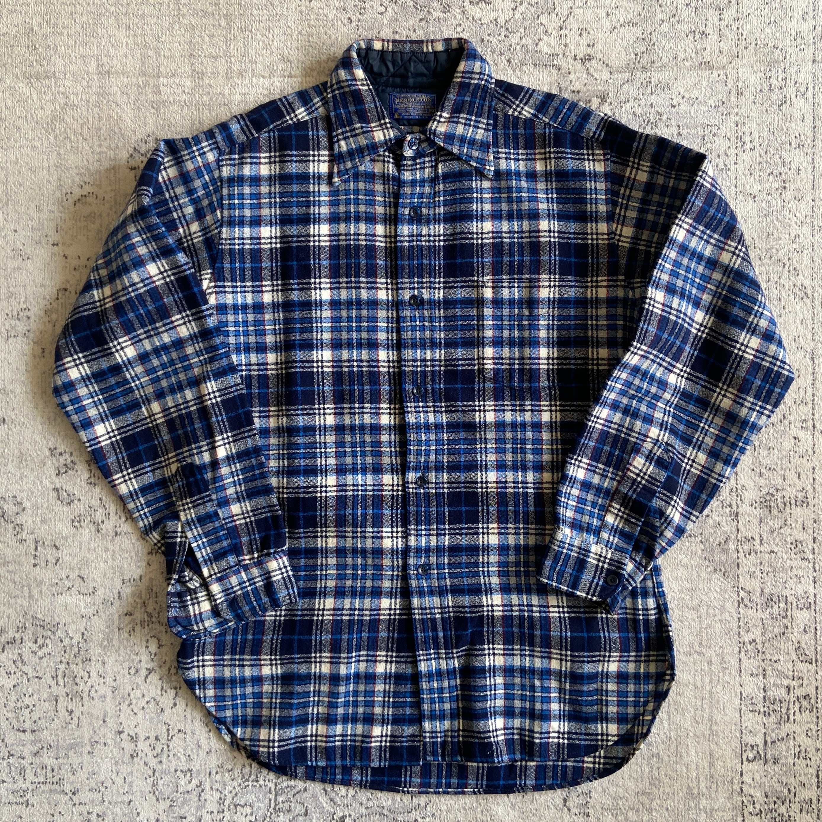 1970s PENDLETON Wool Check Shirt M Made in USA G013