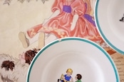 Creil et Montereau 子猫とトランプと少年少女とプレート ディネット クレイユモントロー