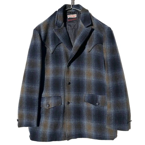 [Weather Jack - Made In USA] Vintage Ombre Check Western Wool Jacket [1960s-] Vintage Western Wool Jacket