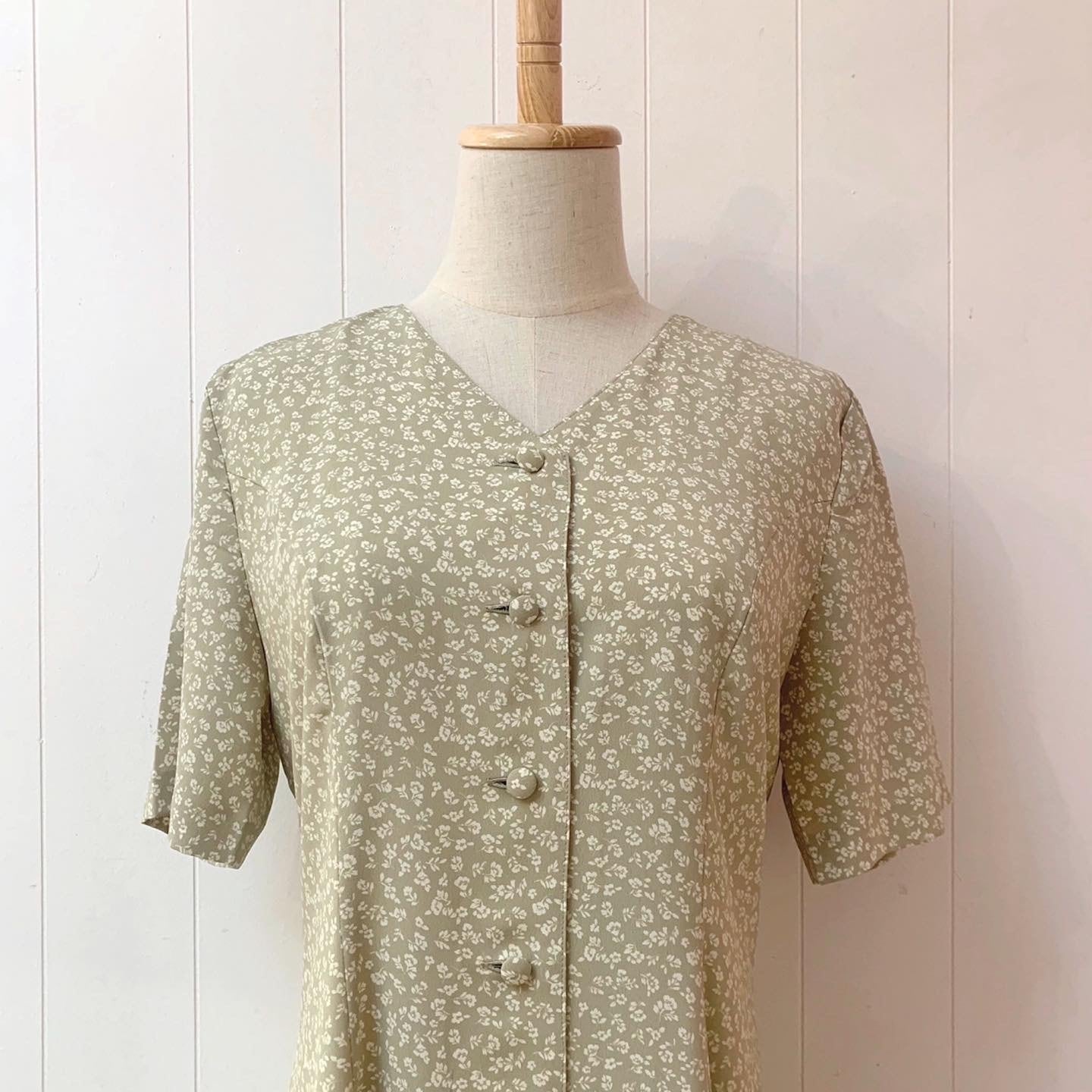 sage green mini flower one-piece