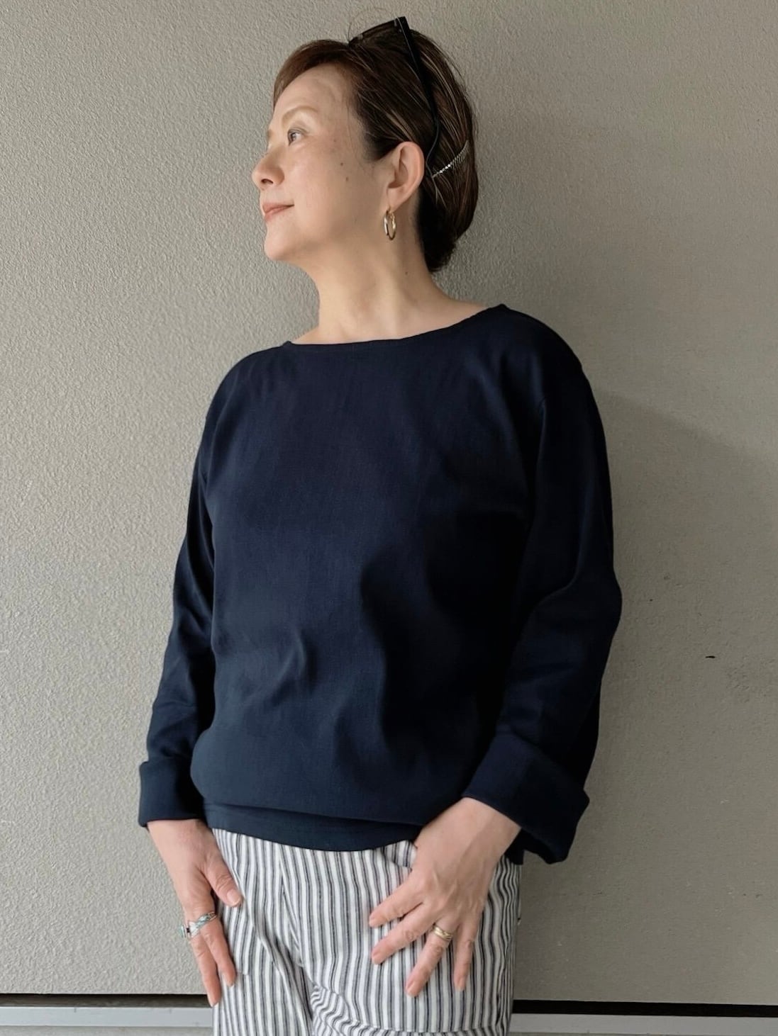 BIWACOTTON ボートネック 長袖Tシャツ