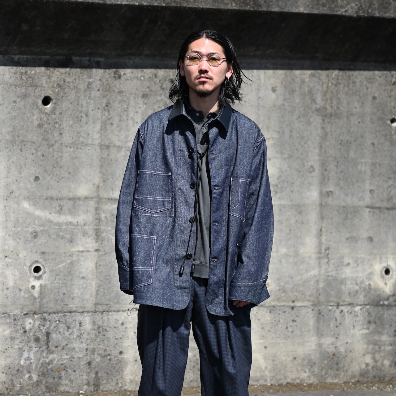 INTERIM(インテリム)衿レザー、ヘラクレスカバーオール