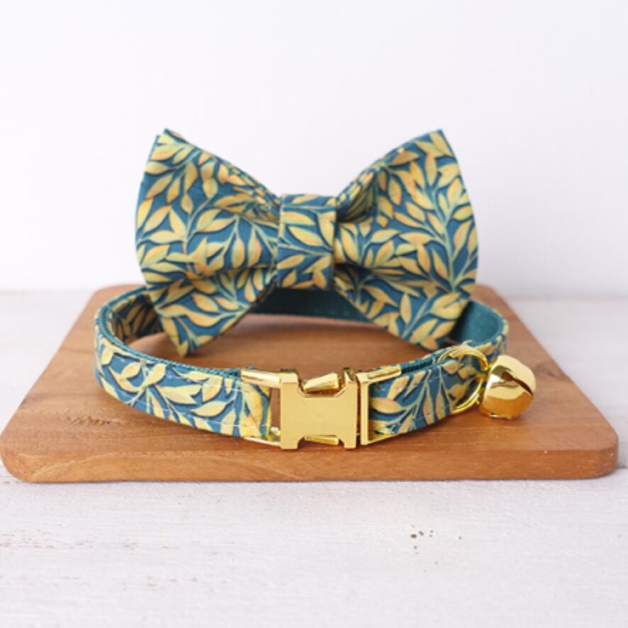 おなまえ猫首輪【イエローリーフ】