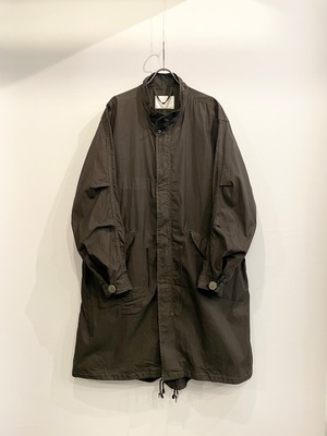TrAnsference reshaped M-65 fishtail coat - dark plum garment dyed